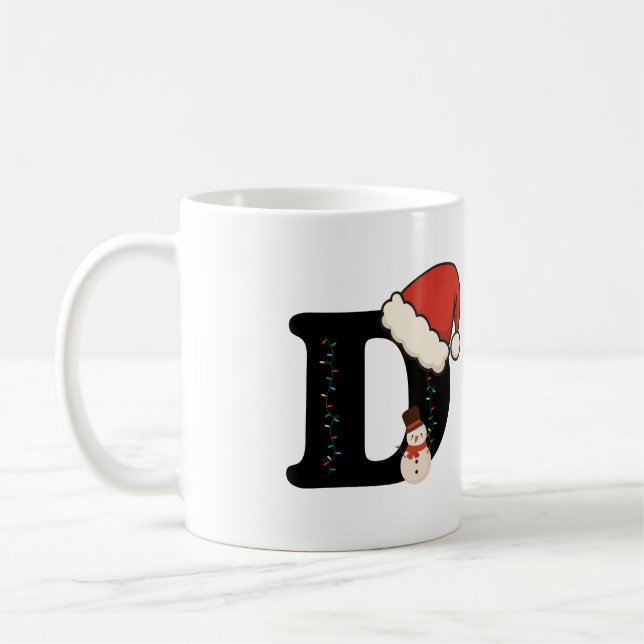 Christmas Letter D Mug,  Personalized Holiday Gift Kaffemugg (Vänster)