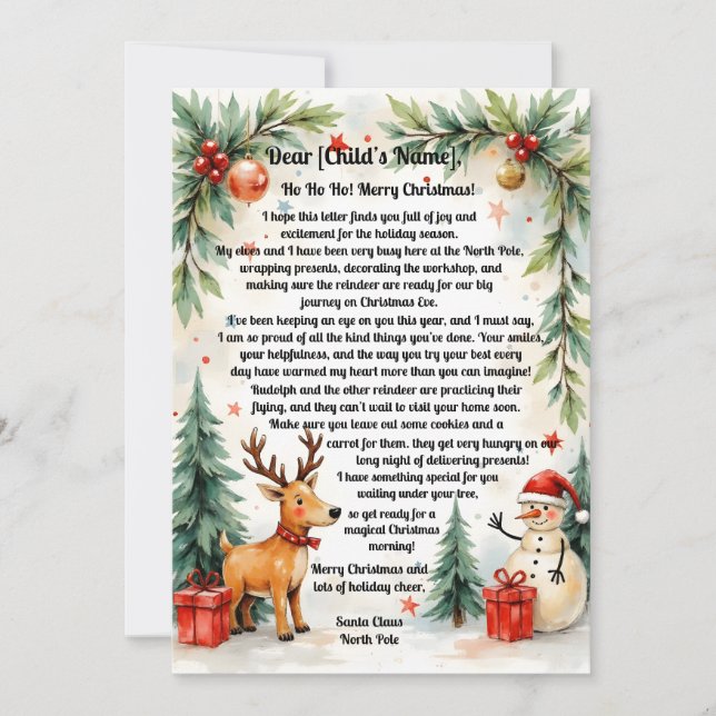 Christmas Letter From Santa Julkort (Framsida)