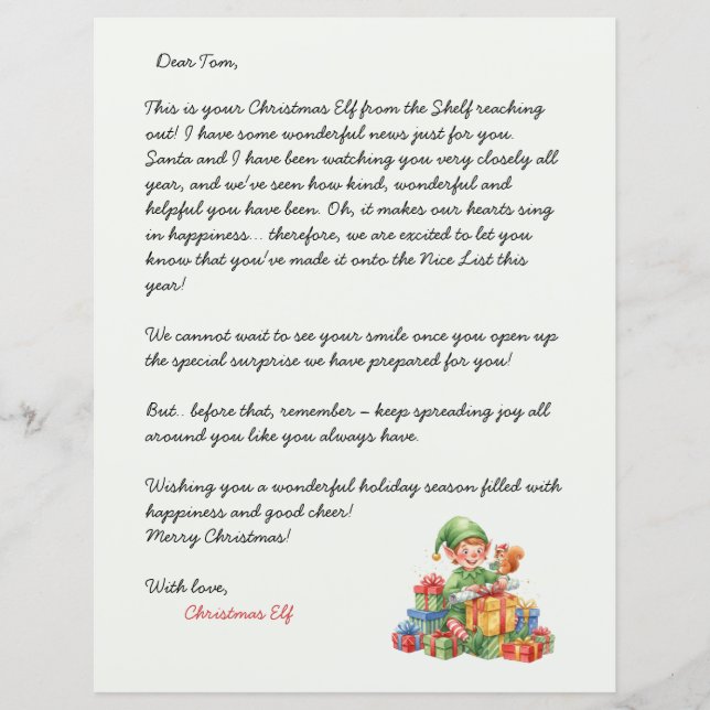 Christmas Letter From the Christmas Elf (Framsida)
