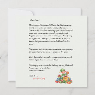 Christmas Letter From the Christmas Elf Inbjudningar
