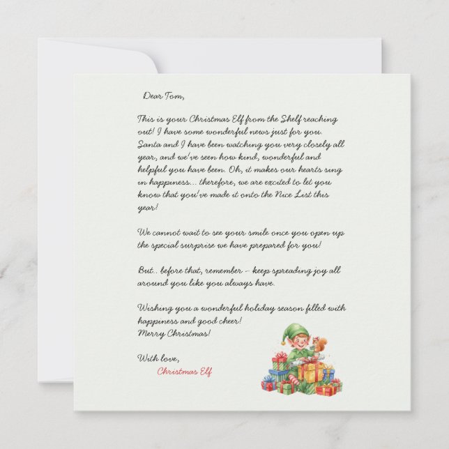 Christmas Letter From the Christmas Elf Inbjudningar (Framsida)