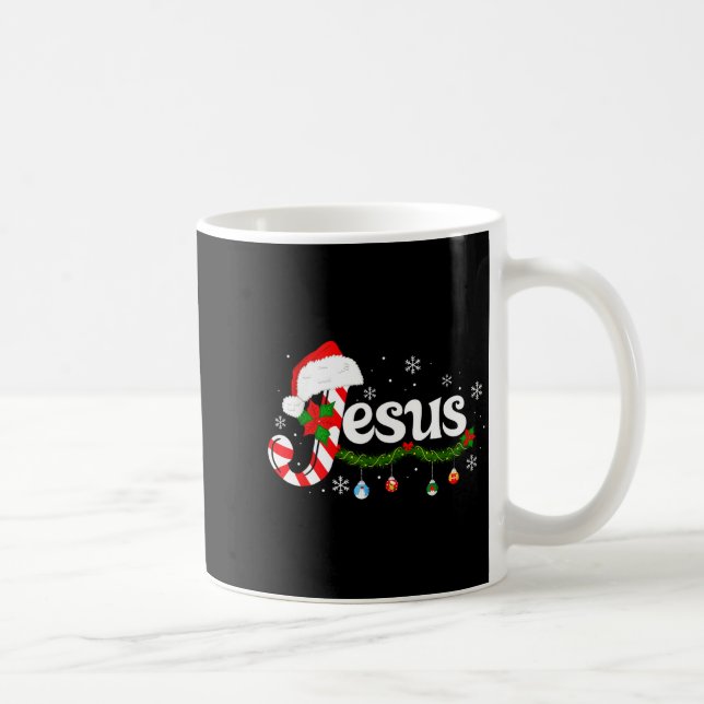 Christmas Letter J For Jesus Christian Candy Cane  Kaffemugg (Höger)