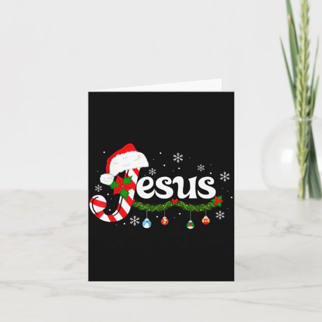 Christmas Letter J For Jesus Christian Candy Cane  Kort (Framsida)
