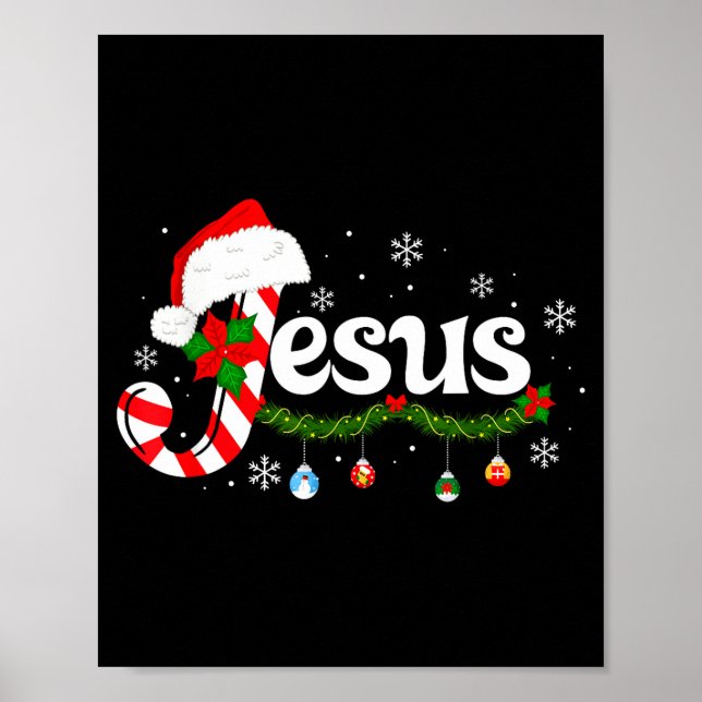 Christmas Letter J For Jesus Christian Candy Cane  Poster (Framsidan)