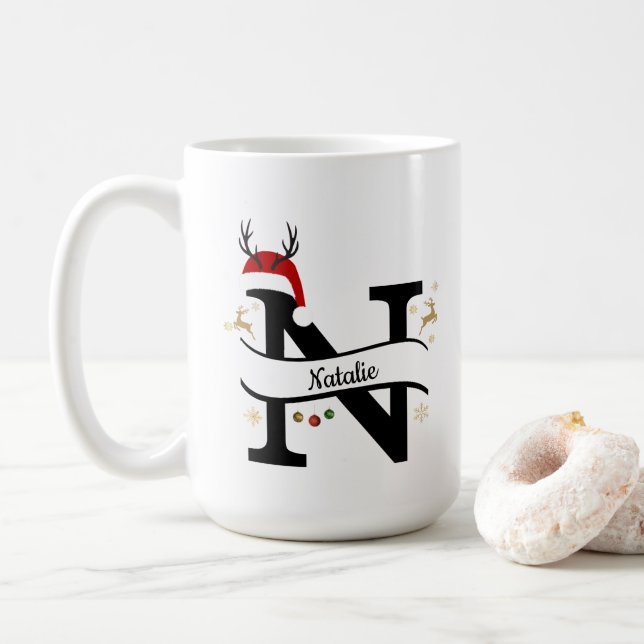 Christmas Letter N Alphabet  Kaffemugg (Med munk)