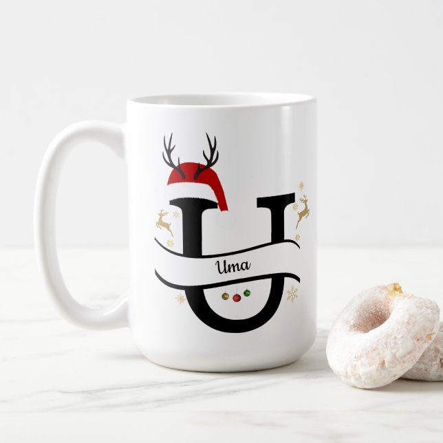 Christmas Letter U Alphabet  Kaffemugg (Med munk)