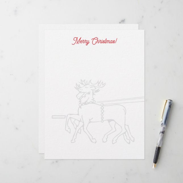 Christmas letterhead with Santa's reindeer drawing Brevhuvud (Fram/Back In Situ)