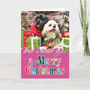 Christmas - Lhasa Apso - Clover and Pixie Helgkort