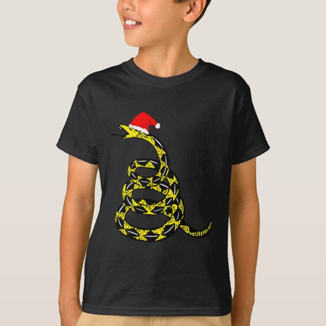 Christmas Libertarian Gadsden Don't Tread Snake  T Shirt (Framsida)