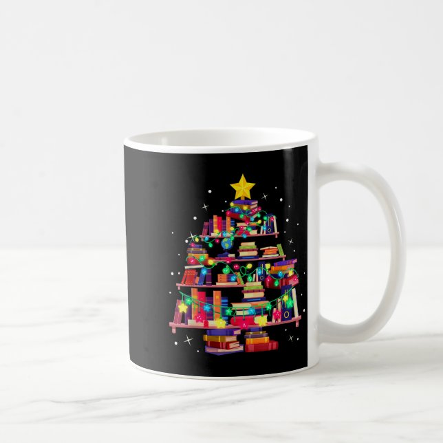 Christmas Library Tree Love Reading Books Nerd Tea Kaffemugg (Höger)