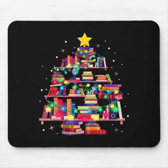 Christmas Library Tree Love Reading Books Nerd Tea Musmatta (Framsidan)