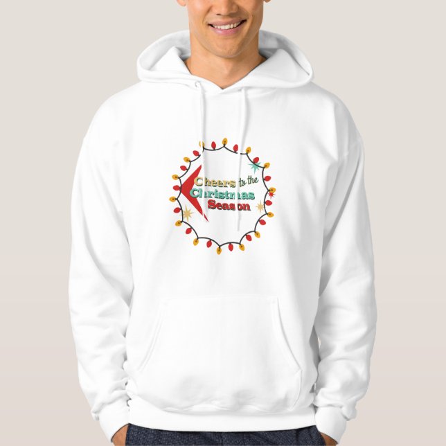 Christmas Light Bulb Wreath – Cheers to the Season Hoodie (Framsida)