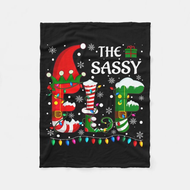 Christmas Light Family Matching Pajamas Sy Elf Xma Fleecefilt (Framsidan)