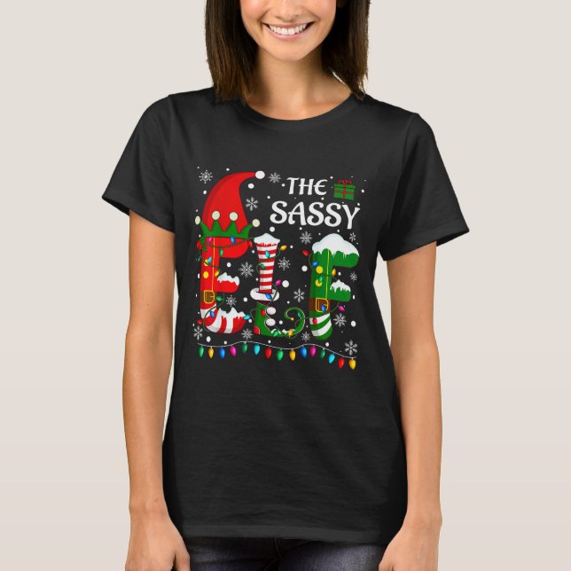 Christmas Light Family Matching Pajamas Sy Elf Xma T Shirt (Framsida)