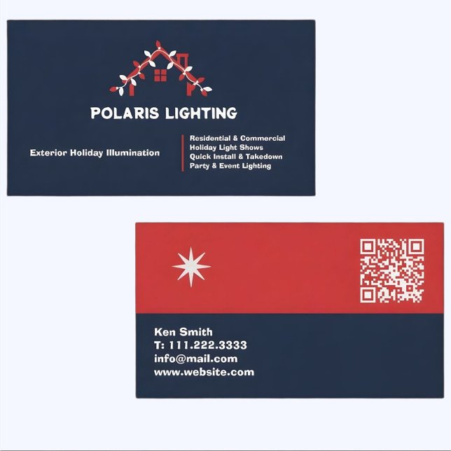 🎄✩ ₊˚🦌⊹♡ Christmas Light Installation QR Visitkort (Christmas Light Installation QR Business Card)