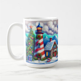 Christmas Lighthouse Nautical Coastal Mountain Kaffemugg