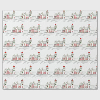 CHRISTMAS LIGHTHOUSE WRAPPING PAPER PRESENTPAPPER