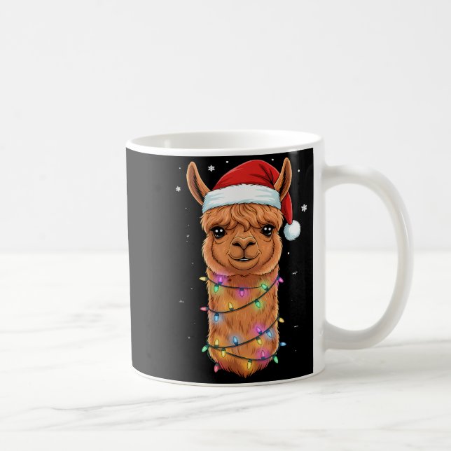 Christmas Lights Alpaca Santa Hat Llama Cute Xmas  Kaffemugg (Höger)