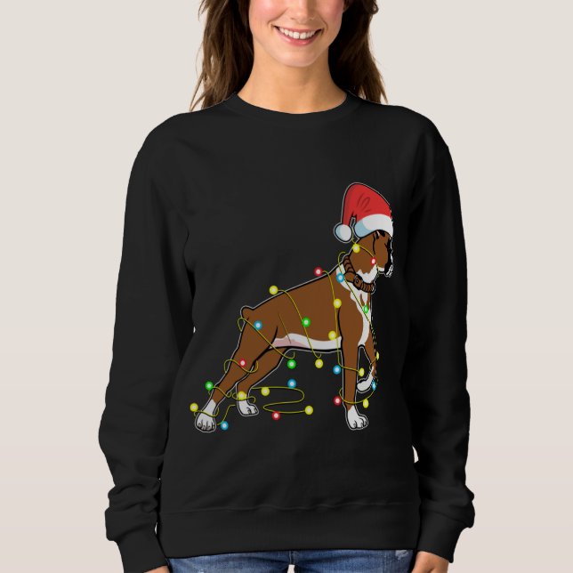 Christmas Lights Boxer Dog Lover Funny Gift T Shirt (Framsida)