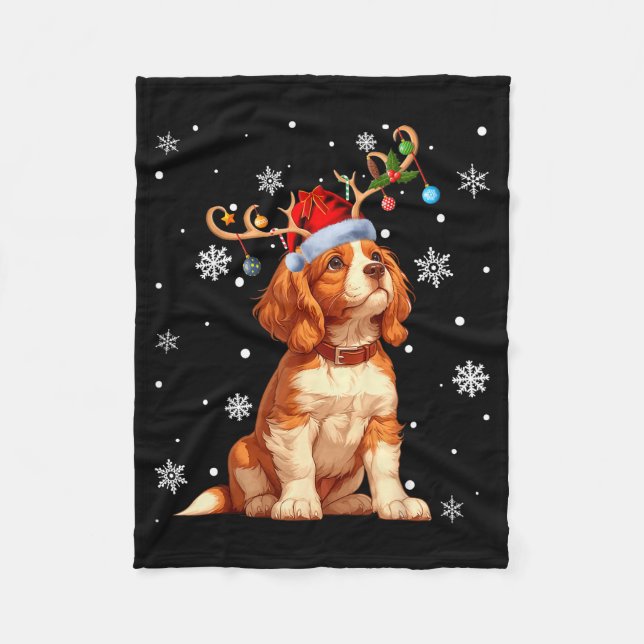 Christmas Lights Cavalier King Charles Spaniel Xma Fleecefilt (Framsidan)