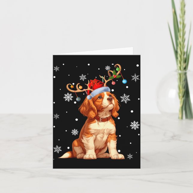 Christmas Lights Cavalier King Charles Spaniel Xma Kort (Framsida)