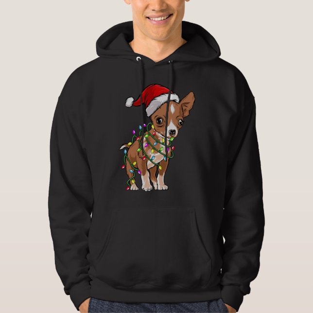 Christmas Lights Chihuahua Cute Chihuahua Dog Hoodie (Framsida)