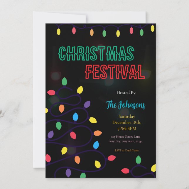 Christmas Lights Festival Invitation Inbjudningar (Framsida)