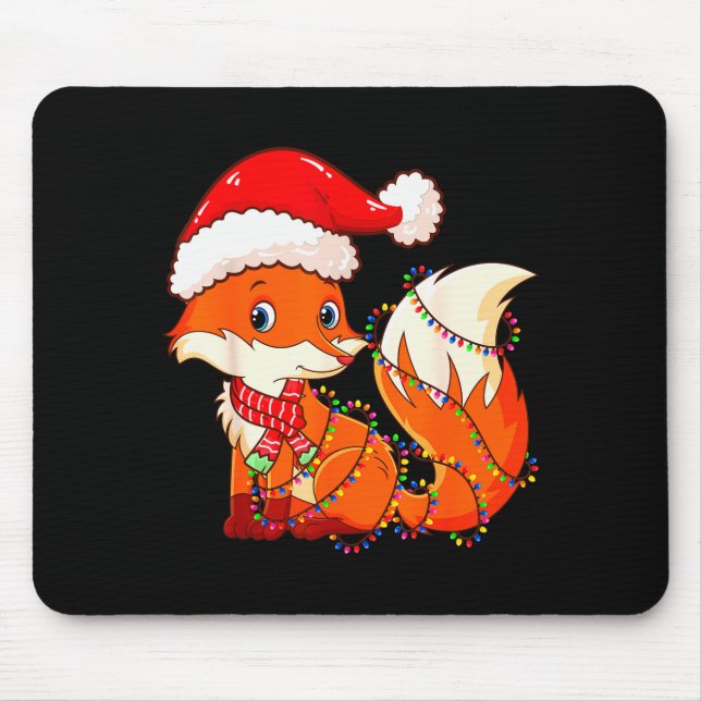 Christmas Lights Fox Wearing Xmas Hat - Cute Funny Musmatta (Framsidan)