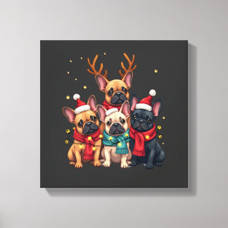 Christmas Lights French Bulldogs Xmas Frenchie Dog Canvastryck