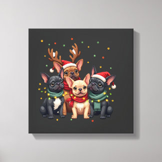 Christmas Lights French Bulldogs Xmas Frenchie Dog Canvastryck