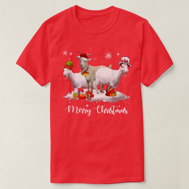 Christmas Lights Goat XMas Pajama  T Shirt (Design framsida)