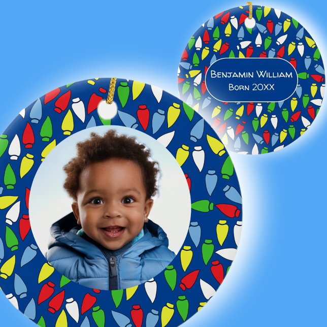 Christmas Lights Grandson blue  Julgransprydnad Keramik (Skapare uppladdad)