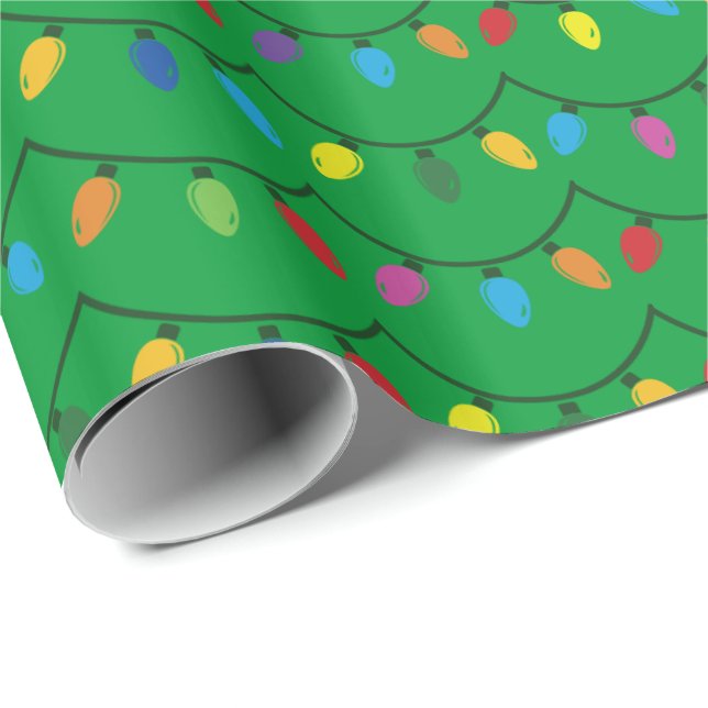 Christmas Lights GREEN GIFT WRAP Presentpapper (Rullad Hörn)