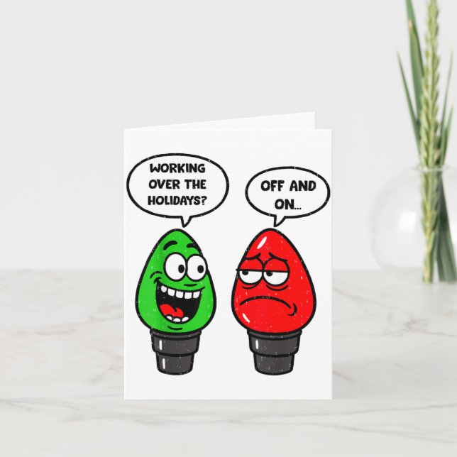 Christmas Lights Joke Light Bulb Working Off On Pu Kort (Framsida)