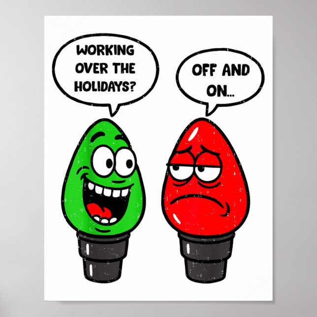 Christmas Lights Joke Light Bulb Working Off On Pu Poster (Framsidan)