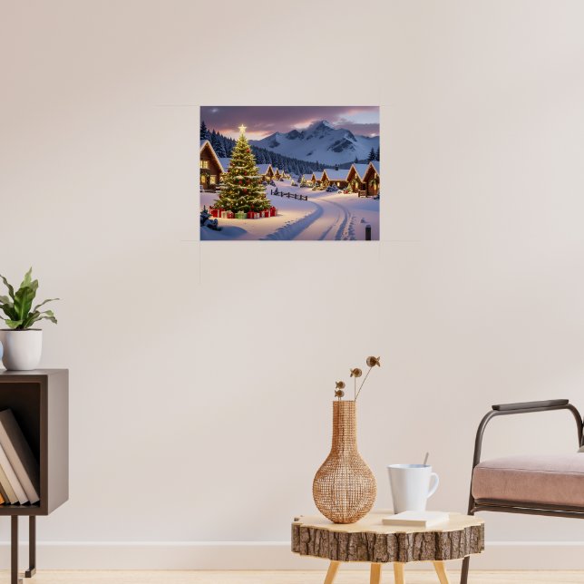 Christmas lights landscape with snow poster (Vardagsrum 3)