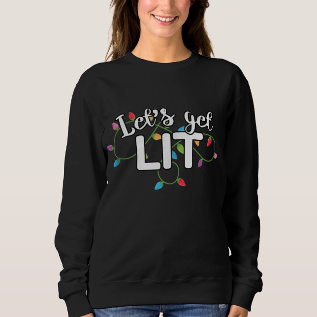 Christmas Lights Let's Get Lit Gift T Shirt (Framsida)