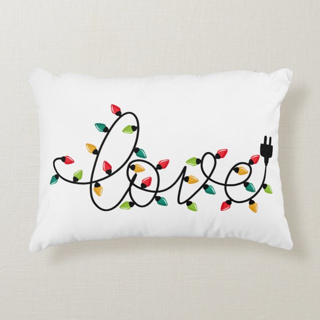 Christmas Lights Love Prydnadskudde (Framsidan)