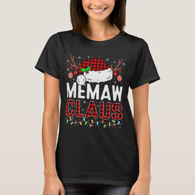 Christmas Lights Memaw Claus Family Matching Xmas  T Shirt (Framsida)