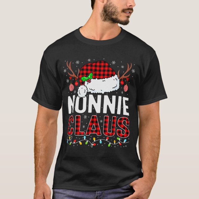 Christmas Lights Nonnie Claus Family Matching Xmas T Shirt (Framsida)
