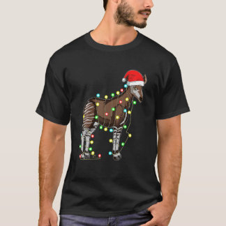 Christmas Lights Okapi Lover Funny Xmas Holiday T Shirt