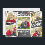 Christmas Lights on Chalkboard 6-photo collage Julkort<br><div class="desc">This fun 6-photo card features the text "Merry & Bright Christmas" with space for 5 photos on the front and 1 on the back all on a chalkboard background! The matching collection of products is available in our shop! Contact us if you would like this design modified for your specific...</div>