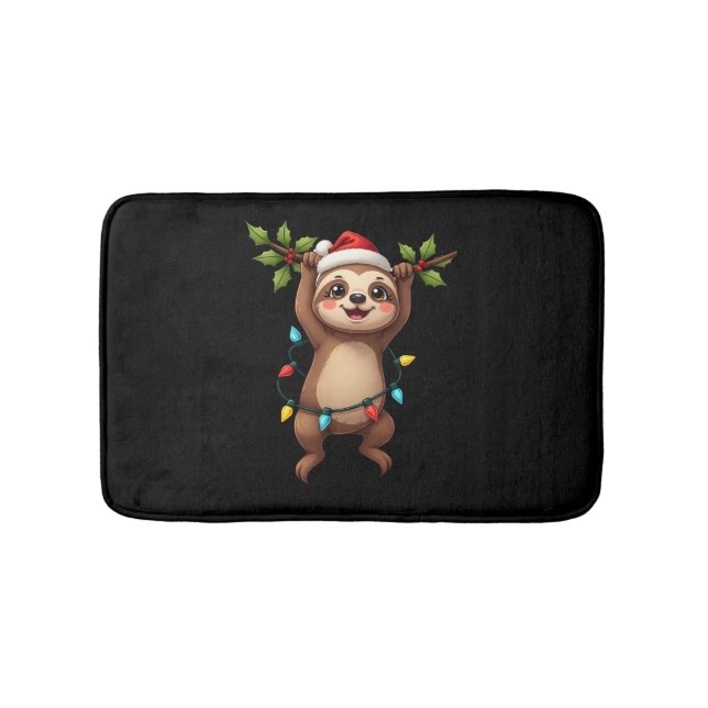 Christmas Lights Sloth Wearing Xmas Hat - Sloth Lo Badrumsmatta (Framsidan)
