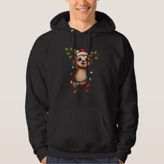 Christmas Lights Sloth Wearing Xmas Hat - Sloth Lo Hoodie