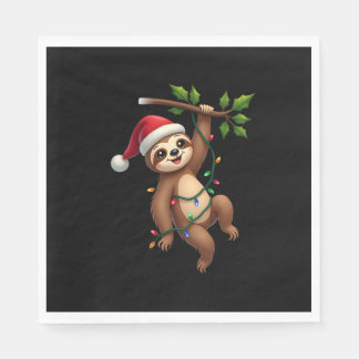 Christmas Lights Sloth Wearing Xmas Hat - Sloth Lo Pappersservett