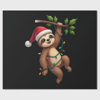 Christmas Lights Sloth Wearing Xmas Hat - Sloth Lo Presentpapper