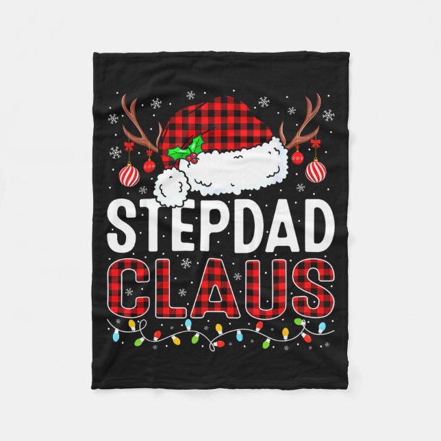 Christmas Lights Stepdad Claus Family Matching Xma Fleecefilt (Framsidan)