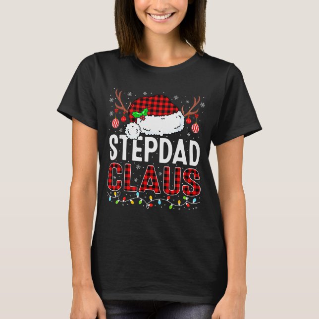 Christmas Lights Stepdad Claus Family Matching Xma T Shirt (Framsida)