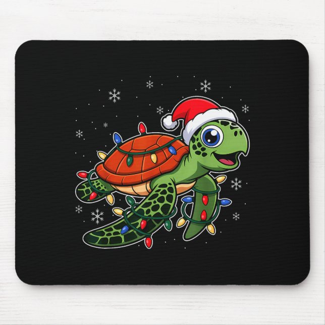 Christmas Lights Turtle Wearing Xmas Hat - Lover  Musmatta (Framsidan)
