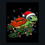 Christmas Lights Turtle Wearing Xmas Hat - Lover  Poster<br><div class="desc">Christmas Lights Turtle Wearing Xmas Hat - Lover</div>